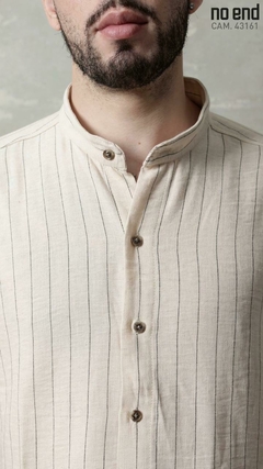 CAMISA LINO RAYADA CUELLO MAO 43161 - comprar online