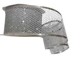 Fita Decorativa de Natal Aramada Telada 63 mm - em Poliéster - Metro - Fitas de Gorgorão Sanding, Bela Fita, Apliques, bico de pato, meias de seda, colas.  Bella Rosa Fitas