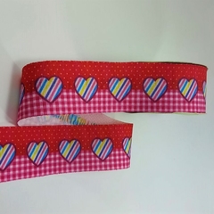 Fita de Gorgurão Art Fitas - 38 mm - Tema Corações e Estampada na internet