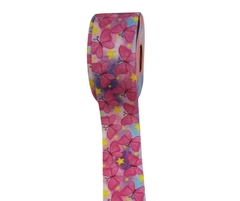 Fita Bela Fita de Gorgorão - 38 mm - Borboletas Rosa - Metro