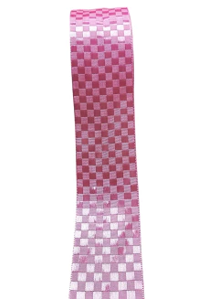 Fita Cinderela de Cetim Xadrez Com Brilho 38 mm - Rolo com 10 metros - Grupo A - Fitas de Gorgorão Sanding, Bela Fita, Apliques, bico de pato, meias de seda, colas.  Bella Rosa Fitas
