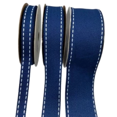 Fita Jeans Escura Pespontada Branca - Sinimbu - Rolo - comprar online