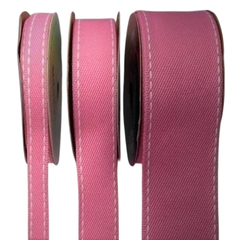 Fita Jeans Sinimbu Rosa Chiclete com pesponta Branca - Rolo - comprar online