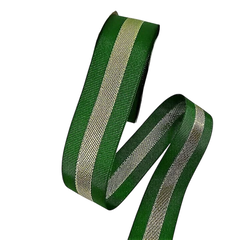 Fita Sinimbu Gorgurão com Faixa Metalizada - 38 mm - Grupo A - Rolo - Fitas de Gorgorão Sanding, Bela Fita, Apliques, bico de pato, meias de seda, colas.  Bella Rosa Fitas