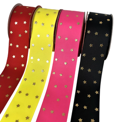 Fita Melaço de Gorgurão 40 mm - Estrelas Douradas - Metro - comprar online