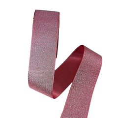 Fita de Cetim com Lurex Cinderela - 38 mm - Grupo A - Rolo - Fitas de Gorgorão Sanding, Bela Fita, Apliques, bico de pato, meias de seda, colas.  Bella Rosa Fitas