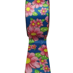 Fita de Gorgurão Estampada 1 - Halley 38 mm - Metro - Fitas de Gorgorão Sanding, Bela Fita, Apliques, bico de pato, meias de seda, colas.  Bella Rosa Fitas