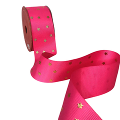 Fita Melaço de Gorgurão 40 mm - Estrelas Douradas - Rolo com 10 metros - loja online