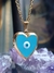 Dije relicario golden corazón ojo turco celeste