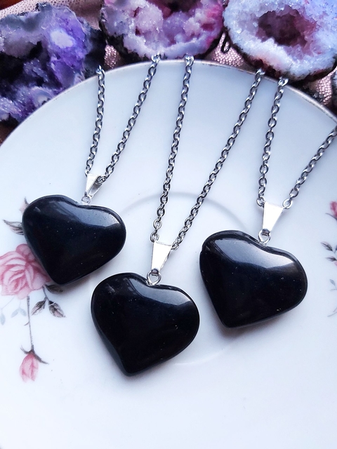 dije maxi corazón Obsidiana negra