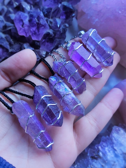 dije cuarzo aura angel violeta
