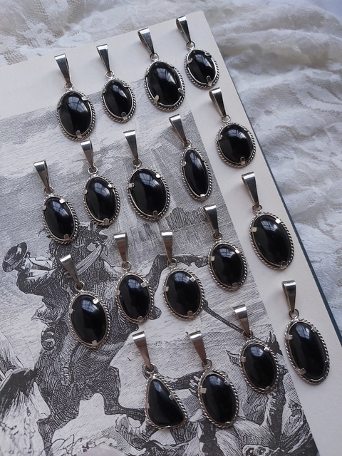 dije obsidiana negra en alpaca