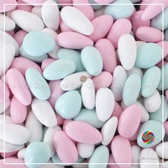 250 grms Almendras confitadas - blanco con rosa y celeste - multicolor