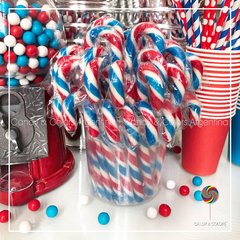Bastón de caramelo de 14 cm - multicolor - rojo con azul y blanco - por unidad - comprar online