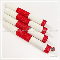 Vela Bengala 14,5 cm gibre para cumpleaños - rojo y blango