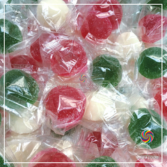 10 un. Bombones de fruta - rojo verde y blanco - envueltos individuales - pack 10 unidades - navidad
