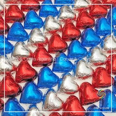 10 un. Bombones de chocolate suizo en forma de corazón relleno de dulce de leche envuelto en papel metalizado - azul rojo plateado spiderman - brillante - pack 10 unidades