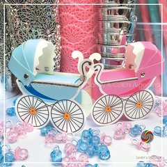 CAJITA COCHECITO CON CAPOTA - celeste - babyshower - comprar online