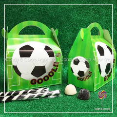 6 unidades - Caja cofre Futbol Gol - verde blanco y negro - 9 cm x 16 cm x 19 cm