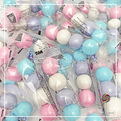 1 Tira de Chicle boloncito de aprox. 2 cm - 4 chicles perlados envueltos - multicolor pastel