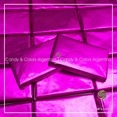 10 un. Chocolatines 6 x 3,5 cm - 8 grms c/u - chocolate a elección - fucsia