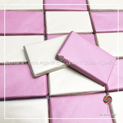 10 un. Chocolatines 6 x 3,5 cm - 8 grms - chocolate a elección - rosa con marfil