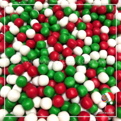 Bolitas frutales confitadas crocantes rojo con verde y blanco 500 grms - NAVIDAD