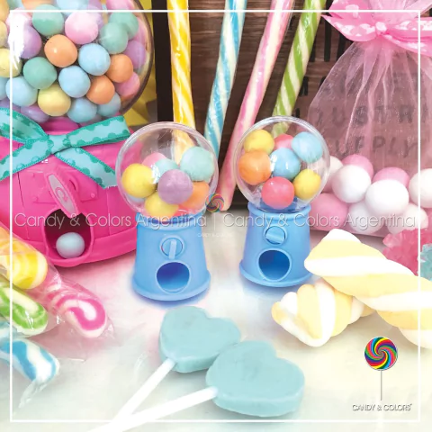 10 unidades - Mini dispenser de golosinas 7 cm - celeste