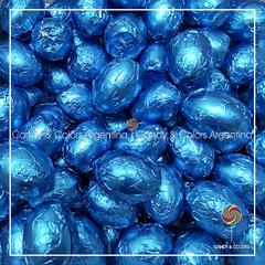 40 unidades - Mini huevos de pascua - chocolate relleno de crema de leche con avellana - turquesa