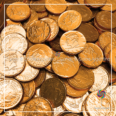 10 un. Monedas de chocolate de lecha 3,8 cm - dorado naranja - Bonafide