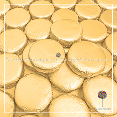 12 un. Bocadito de dulce de leche 3,5 x 1 cm - dorado mate - tipo cabsha - moneda