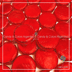 12 un. Bocadito de dulce de leche 3,5 x 1 cm - rojo - tipo cabsha - moneda