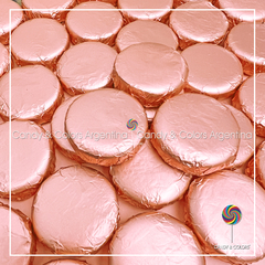 12 un. Bocadito de dulce de leche 3,5 x 1 cm - salmón - tipo cabsha - moneda