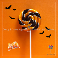 Paleta de caramelo- 6 cm de diámetro - negro, naranja y blanco - halloween - unidad