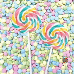 Paleta de caramelo de aprox. 6 cm de diámetro - multicolor - rosa con amarillo, turquesa y blanco