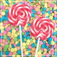 Paleta de caramelo de aprox. 6 cm de diámetro - fucsia y blanco - comprar online