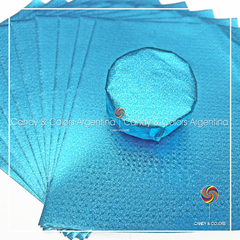 24 Hojas 15 x 19 cm Papel Aluminio Para Alfajores - turquesa celeste