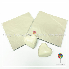 50 Hojas 9 x9 cm Papel Aluminio Tipo Chumbo para Envolver Bombones - marfil