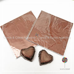 50 Hojas 9 x9 cm Papel Aluminio Tipo Chumbo para Envolver Bombones - marrón