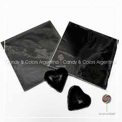 50 Hojas 9 x9 cm Papel Aluminio Tipo Chumbo para Envolver Bombones - negro