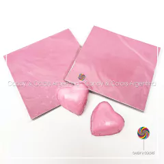 50 Hojas 9 x9 cm Papel Aluminio Tipo Chumbo para Envolver Bombones - rosa crema