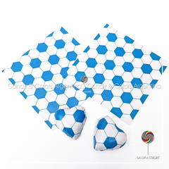 50 Hojas 9 x9 cm Papel Aluminio Tipo Chumbo para Envolver Bombones - futbol celeste y blanco