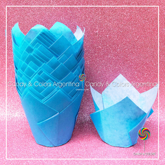 10 unidades Pirotines Tulipa para Cupcakes - celeste claro