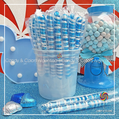 Pirulines de caramelo - azul y blanco - aprox. 18 cm - unidad