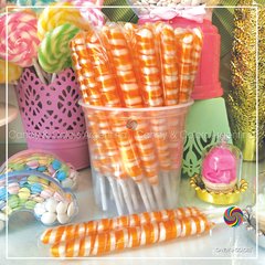 Pirulines de caramelo - naranja y blanco - aprox. 18 cm - unidad