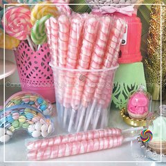 Pirulines de caramelo - rosa y blanco - aprox. 18 cm - unidad