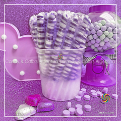 Pirulines de caramelo - lila violeta y blanco - aprox. 18 cm - unidad - comprar online