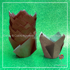 10 unidades Pirotines Tulipa para Cupcakes - marrón