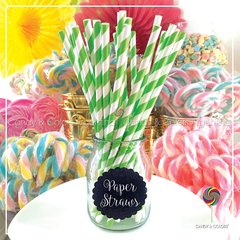 Sorbetes de Papel x 25 unidades - verde y blanco - rayado