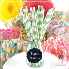 Sorbetes de Papel x 25 unidades - verde claro y blanco - rayado